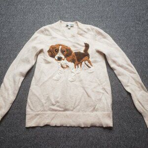 Neiman Marcus Sweater Women’s XS Ivory Cashmere Knit Soft Dog Beagle Collection